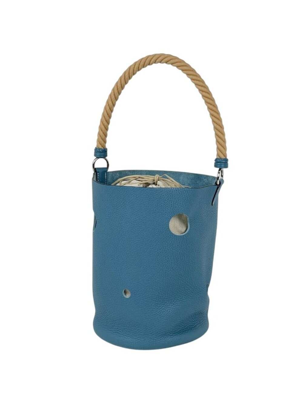 Hermes Shoulder Bag Taurillon Clemence Blue Jean